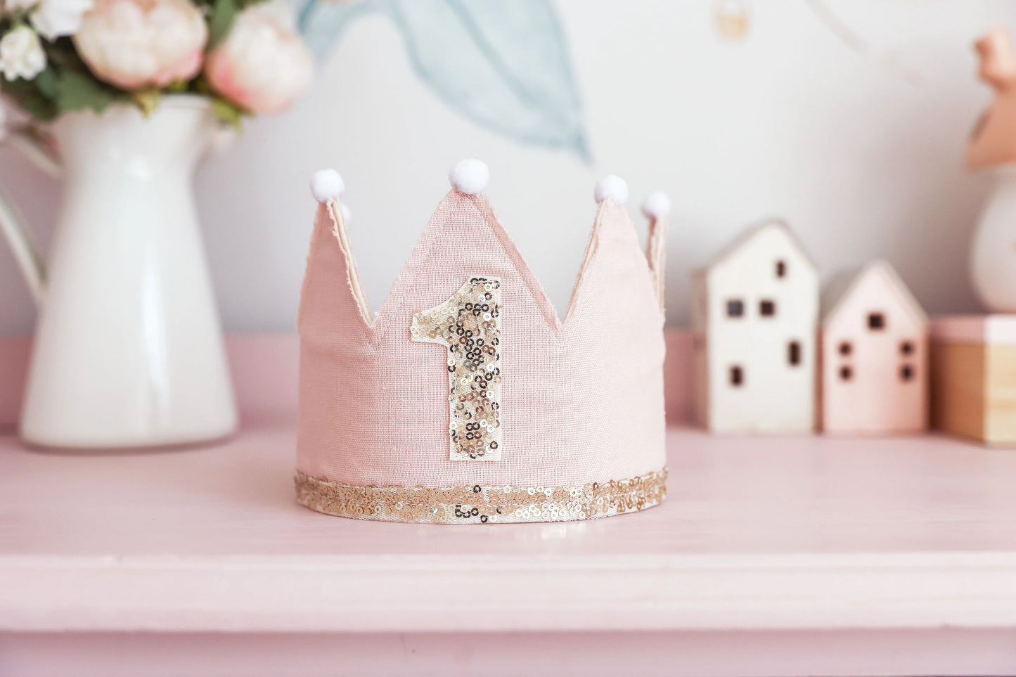 Alimrose 1st Birthday Crown Hat Pink