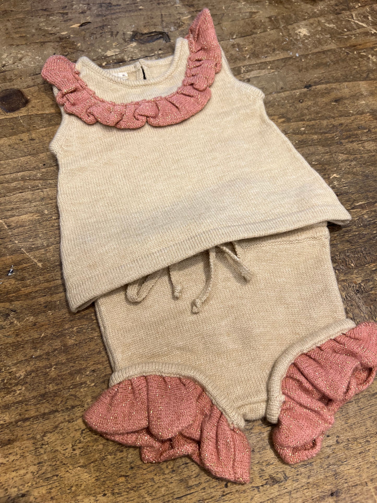 ILUH By Elsie Frankie Singlet Cream with Pink Frill