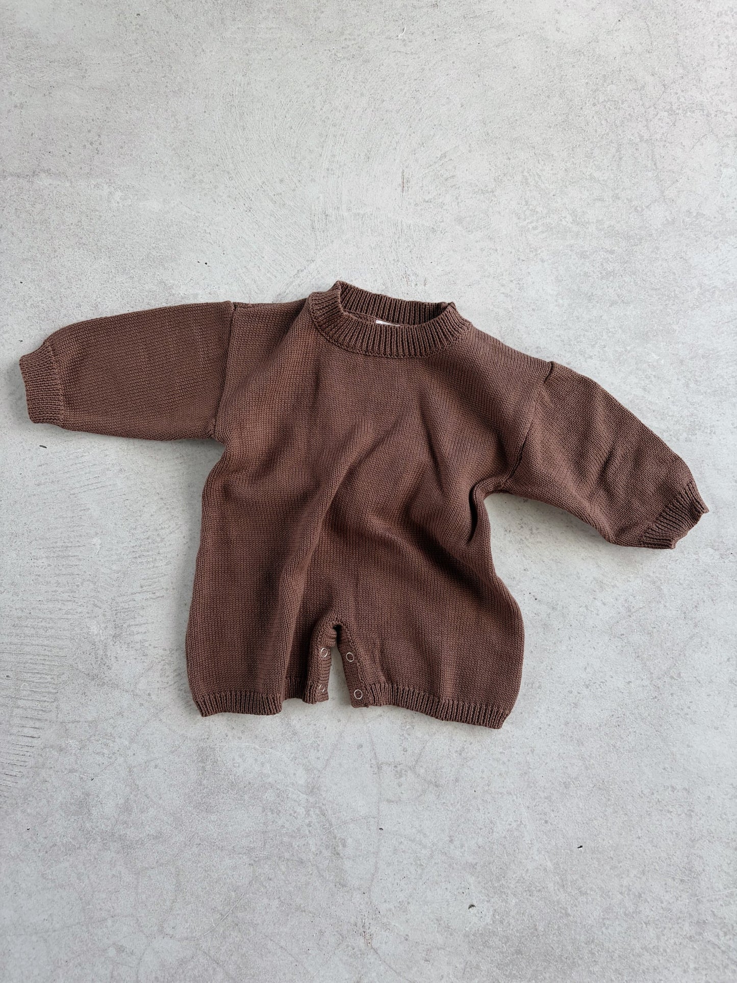 Dove & Leo Cotton Knit Romper Chocolate