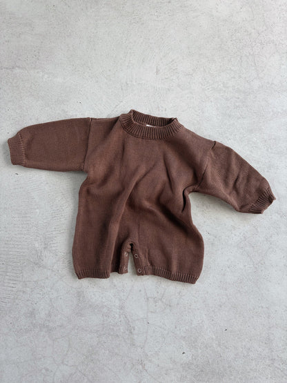Dove & Leo Cotton Knit Romper Chocolate