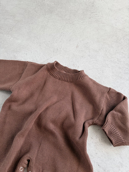 Dove & Leo Cotton Knit Romper Chocolate