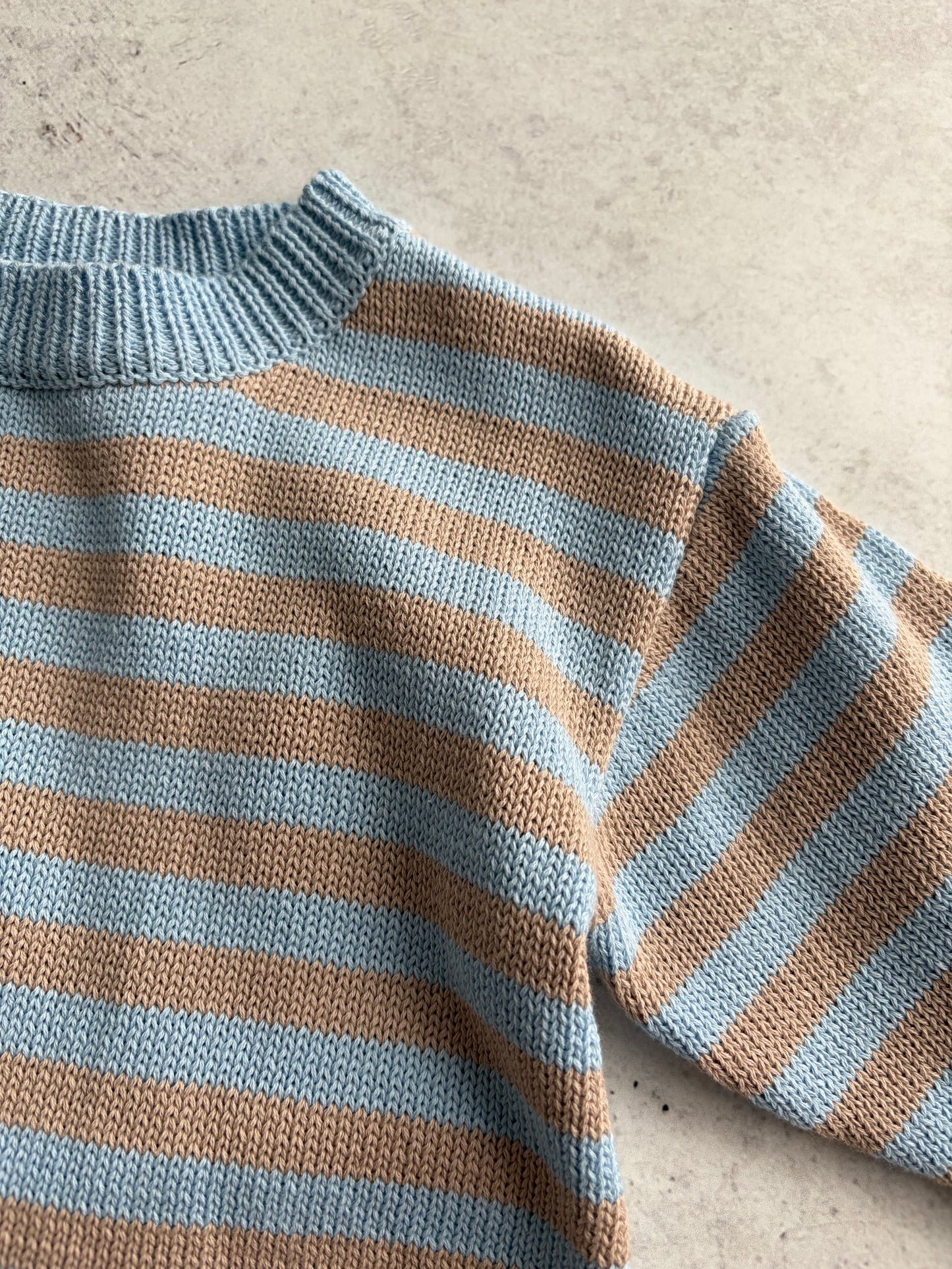 Dove & Leo Cotton Knit Romper Blue Stripe