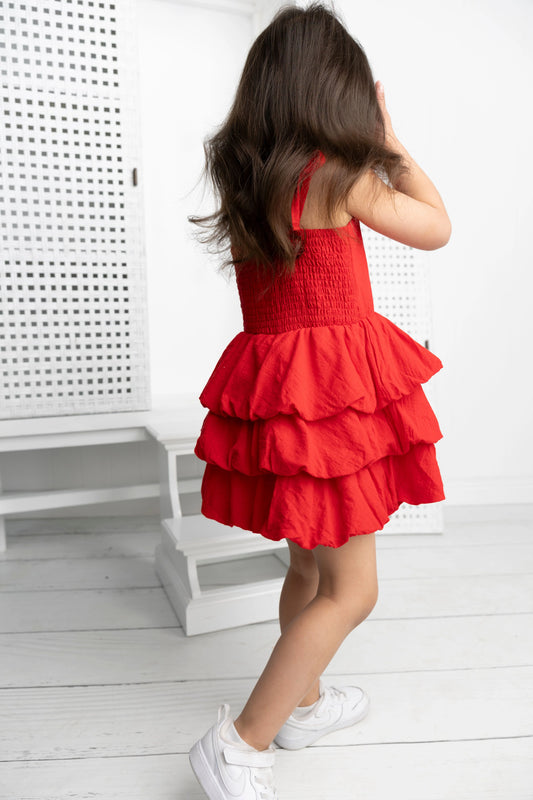 Cracked Soda Cracked Soda Poppy Layered Linen Dress Red