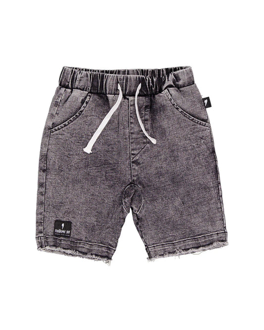 Radicool Kids Acid Wash Black Denim Shorts