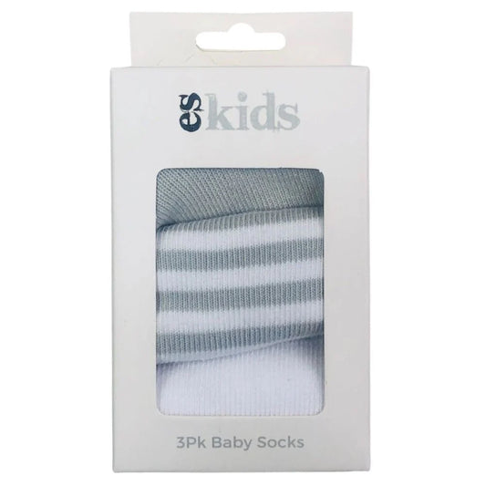 ES Kids Baby Socks 3 Pack Grey Stripe