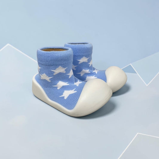 ES Kids Rubber Soled Socks Blue Star