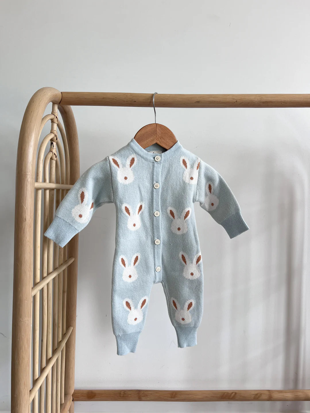 Blossom & Pear Easter Knit Blue Bunny Romper