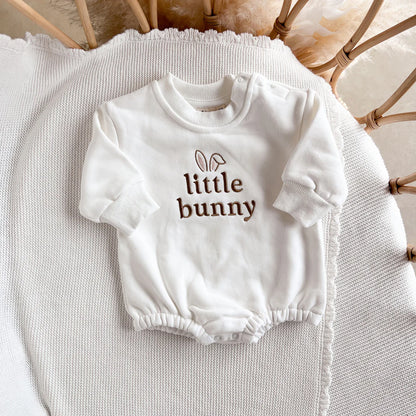 Blossom & Pear 'Little Bunny' Long Sleeve Bubble Romper Milk