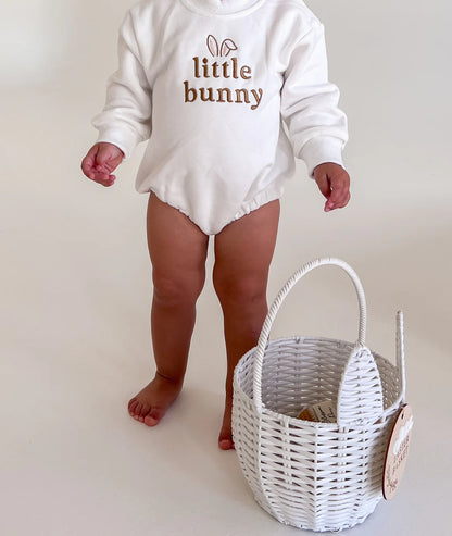 Blossom & Pear 'Little Bunny' Long Sleeve Bubble Romper Milk