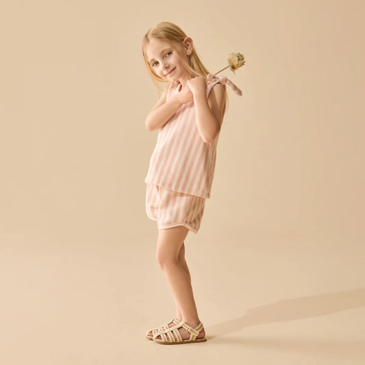 Wilson & Frenchy Strawberry Wave Organic Terry Tie Shorts