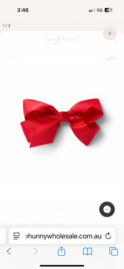 Snuggle Hunny Red Hair Clip Bow