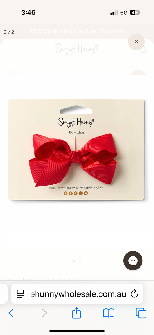 Snuggle Hunny Red Hair Clip Bow