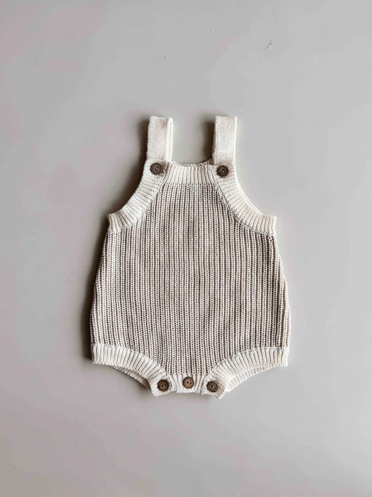 Freckles The Label Chunky Button Romper Oat