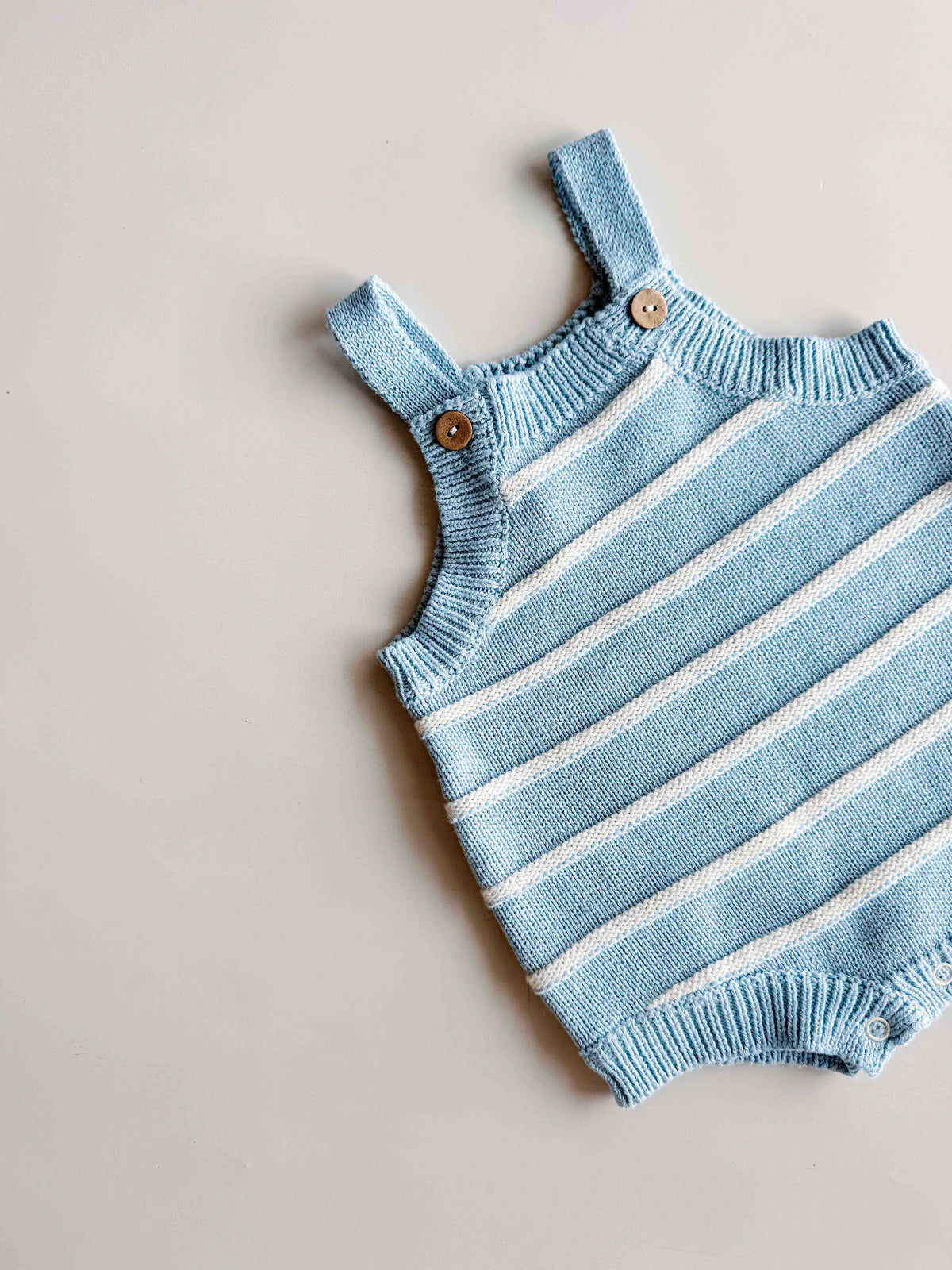 Freckles The Label Raised Stripe Button Romper Arctic