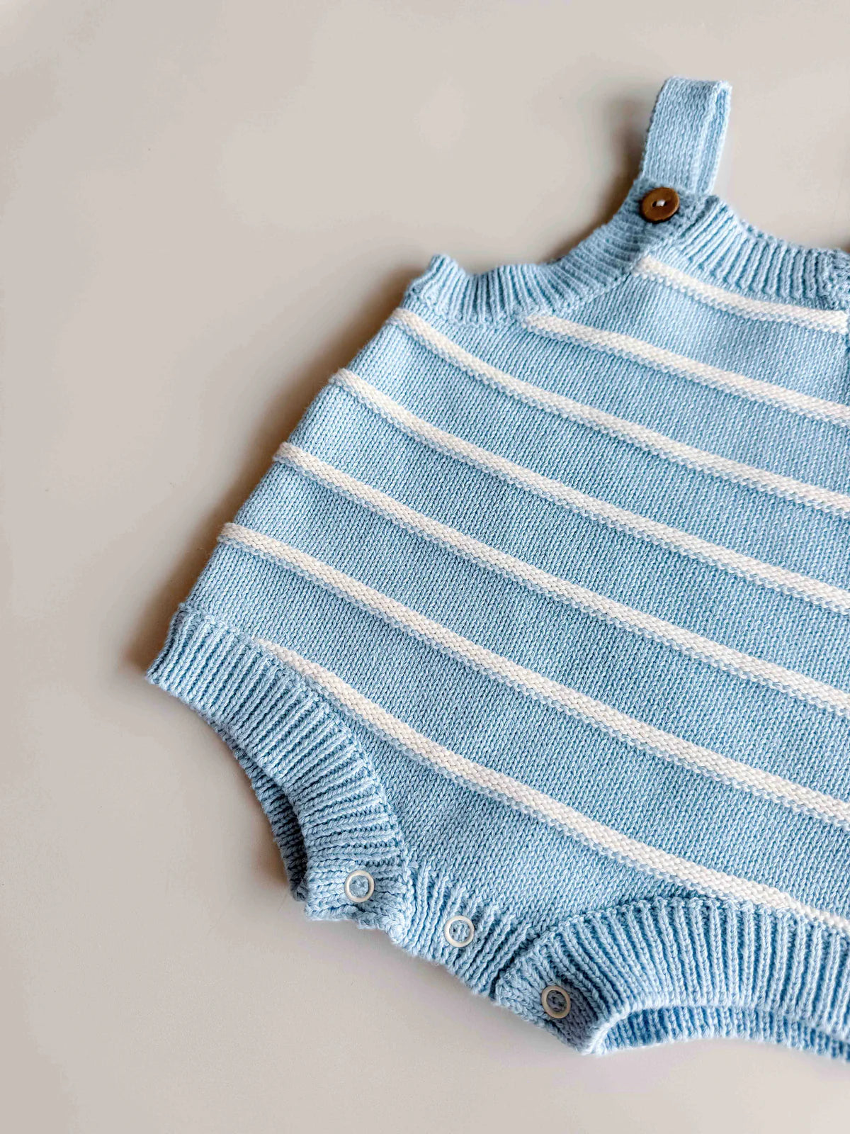 Freckles The Label Raised Stripe Button Romper Arctic