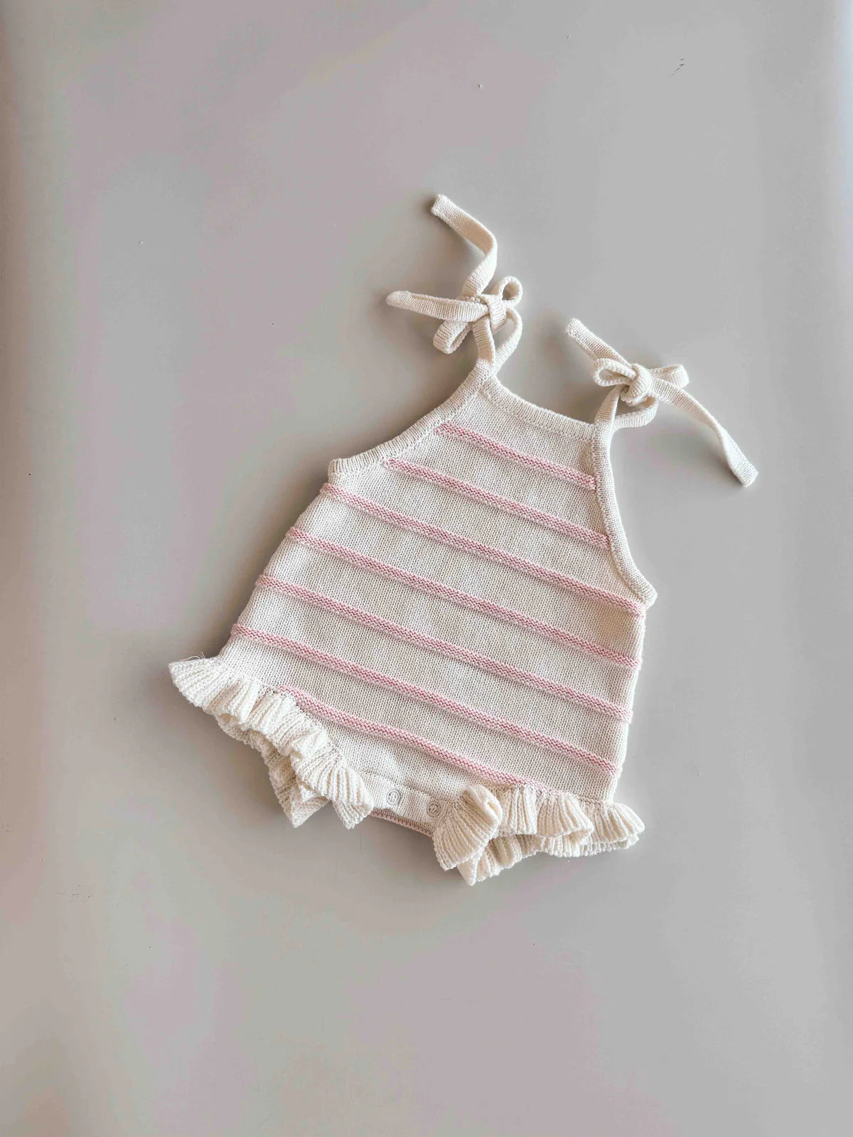 Freckles The Label Raised Stripe Tie Romper Sweetpea