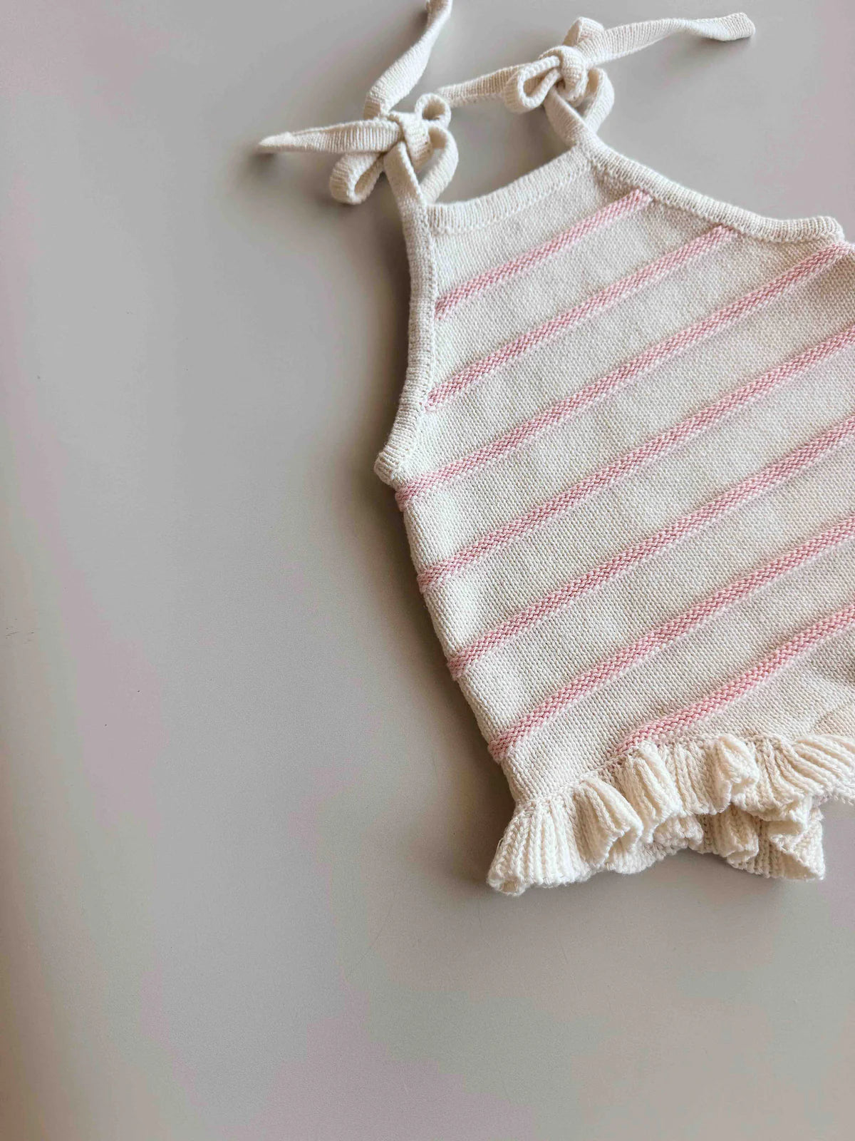 Freckles The Label Raised Stripe Tie Romper Sweetpea