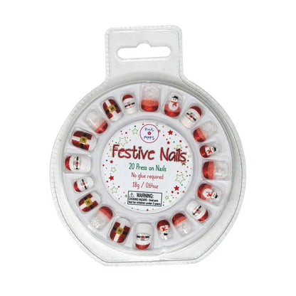 Pink Poppy Christmas Press On Nails