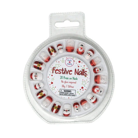 Pink Poppy Christmas Press On Nails