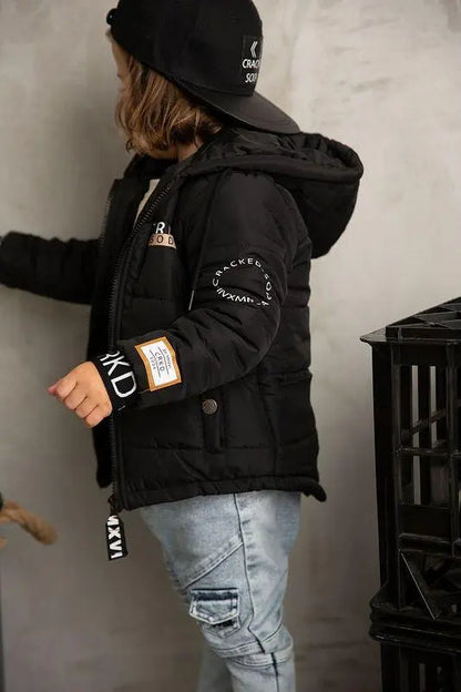 Cracked Soda Onyx Detailed Puff Jacket Black