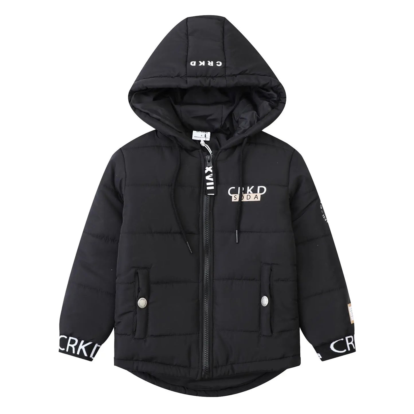 Cracked Soda Onyx Detailed Puff Jacket Black