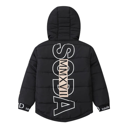 Cracked Soda Onyx Detailed Puff Jacket Black