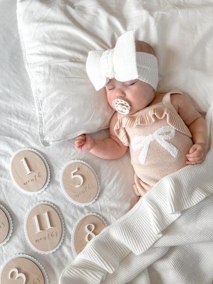 Blossom & Pear Bow Singlet Frill Knit Romper Pink Lemonade