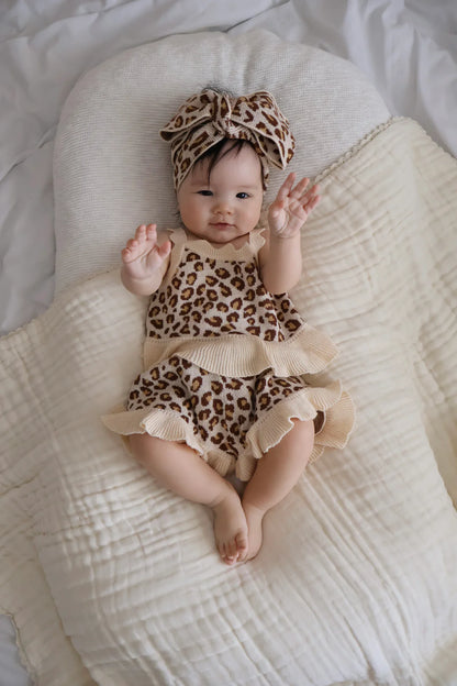 Blossom & Pear Leopard Knit Topknot