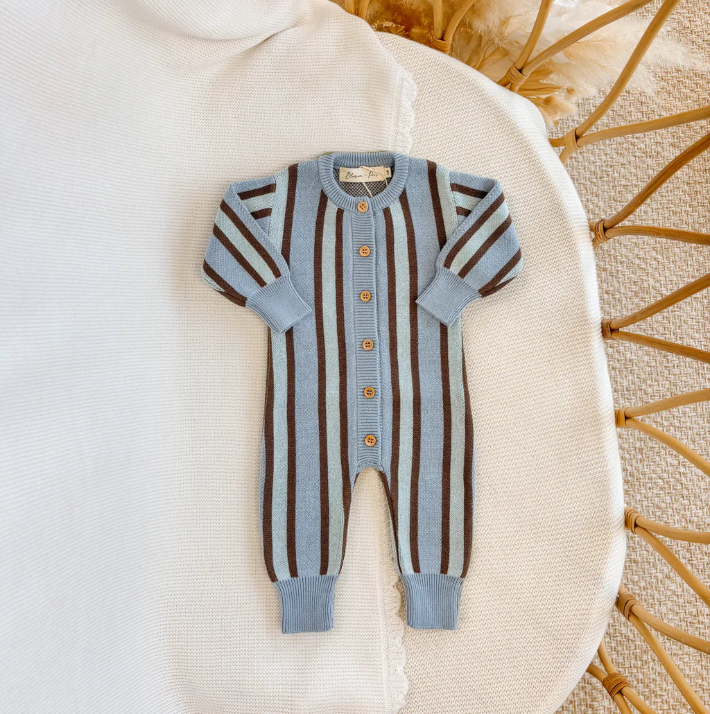 Blossom & Pear Mist Stripe Knit Romper