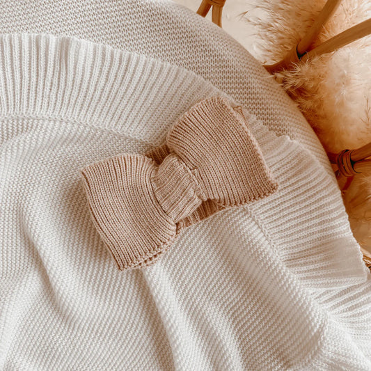 Blossom & Pear Knit Topknot Headband Beige