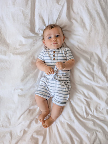 Aster & Oak Blue Stripe Rib Shorts