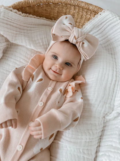 Blossom & Pear Easter Knit Pink Bunny Romper