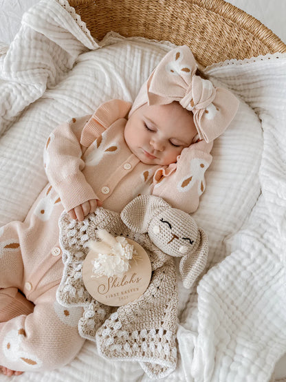 Blossom & Pear Easter Knit Pink Bunny Romper