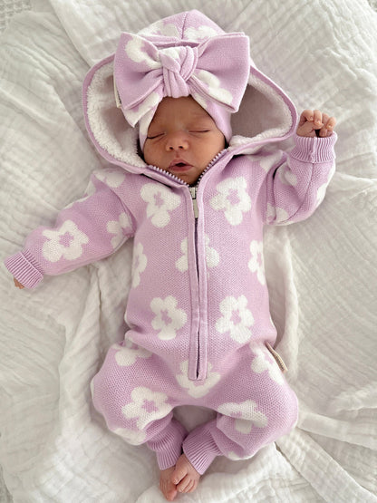 Indigo Dreams Lola Sherpa Hooded Romper Orchid