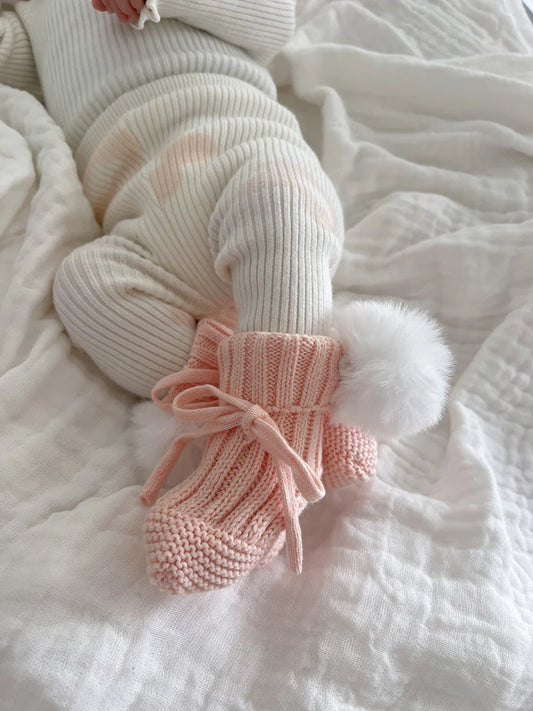 Indigo Dreams Soft Pink Pom Booties