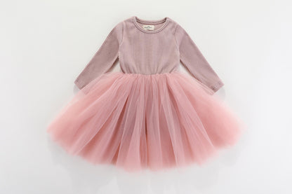 Valentina Long Sleeve Tutu Dress Dusty Pink