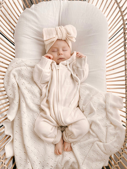 Blossom & Pear 'Little Love' Hoodie Zip Romper Sand