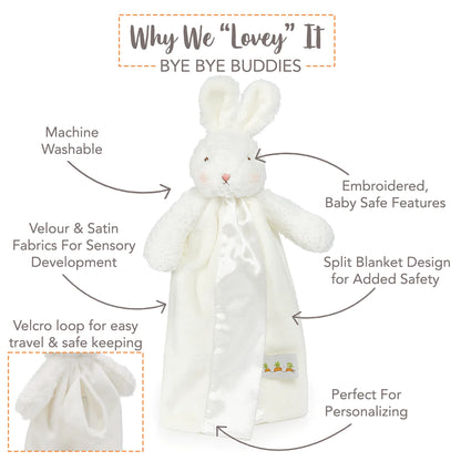 Bunnies by the Bay Bye Bye Buddy Blanket Bunny White