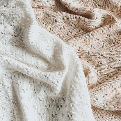 Blossom & Pear Heirloom Pointelle Knit Blanket Toffee