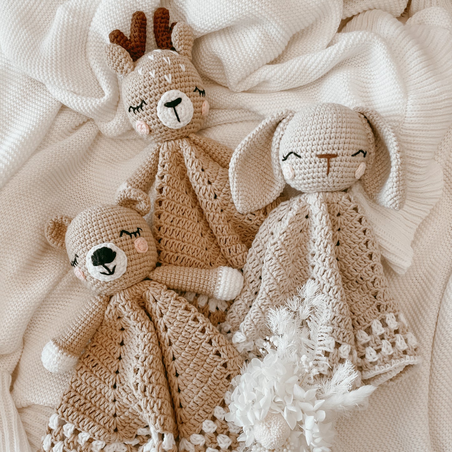 Honey the Bunny Heirloom Crochet Lovey Comforter