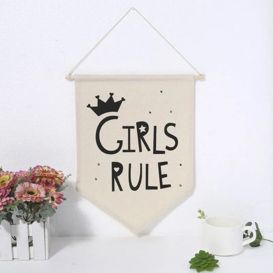 Girls Rule Wall Flag Banner