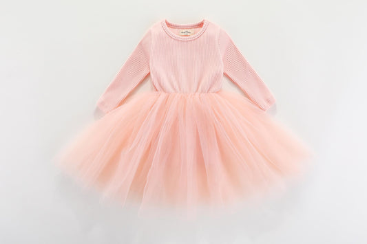 Valentina Long Sleeve Tutu Dress Peach Pink
