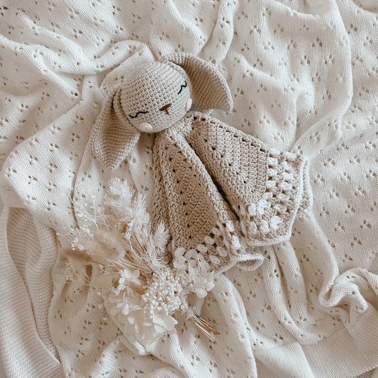 Blossom & Pear Honey the Bunny Heirloom Crochet Lovey Comforter