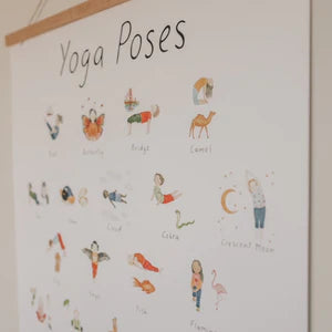 Yoga Poses Print including Wooden Hanger