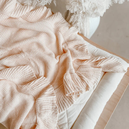 Blossom & Pear Heirloom Poppy Frill Knit Blanket Peony