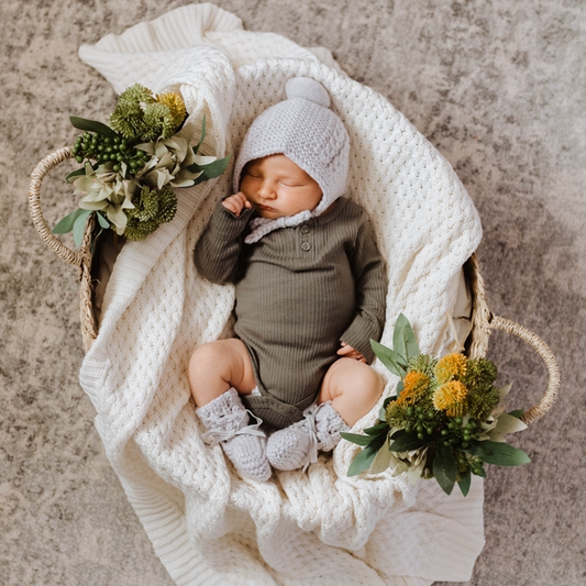 Snuggle Hunny Grey Bonnet & Booties