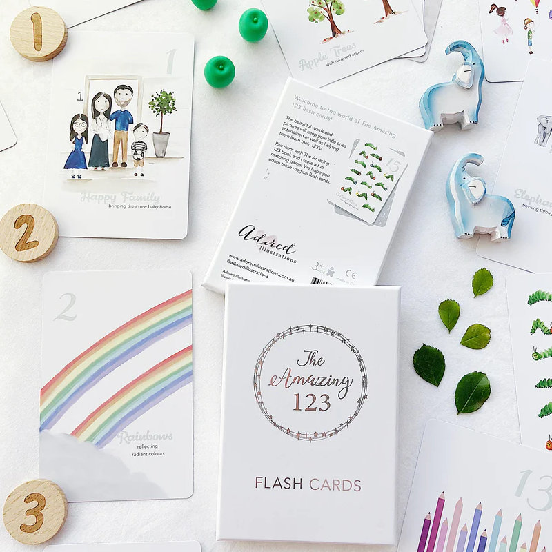 Adored Illustrations Amazing 123 Flash Cards