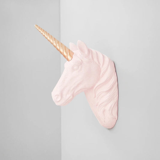 White Moose Unicorn Head Wall Decor Pink