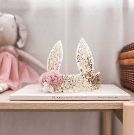 Alimrose Sequin Bunny Crown Gold