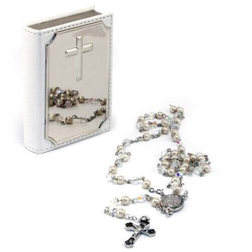 Whitehill Rosary Beads in White Leatherette Case